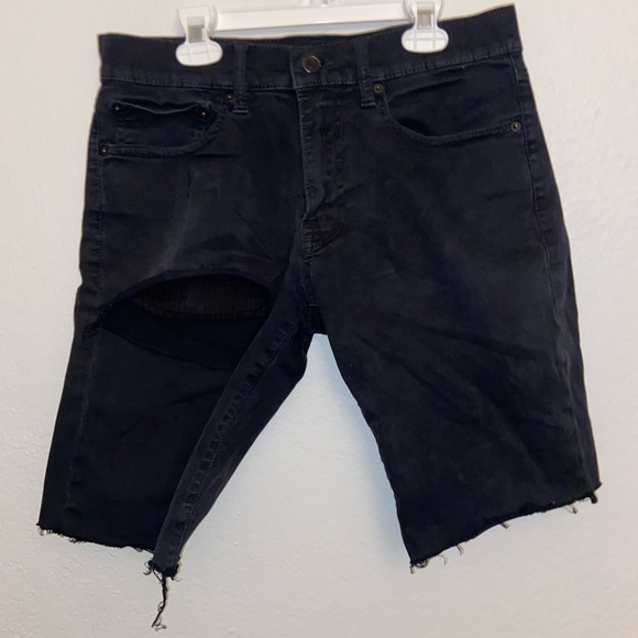 lucky brand black shants cut off distressed shorts grunge vintage ripped bottoms - Picture 7 of 16